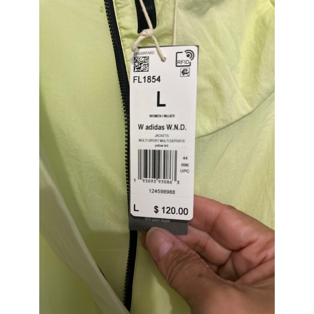 Adidas W.N.D. Womens Multi Sport Jacket L Lightweight Nylon Yellow - Picture 4 of 15